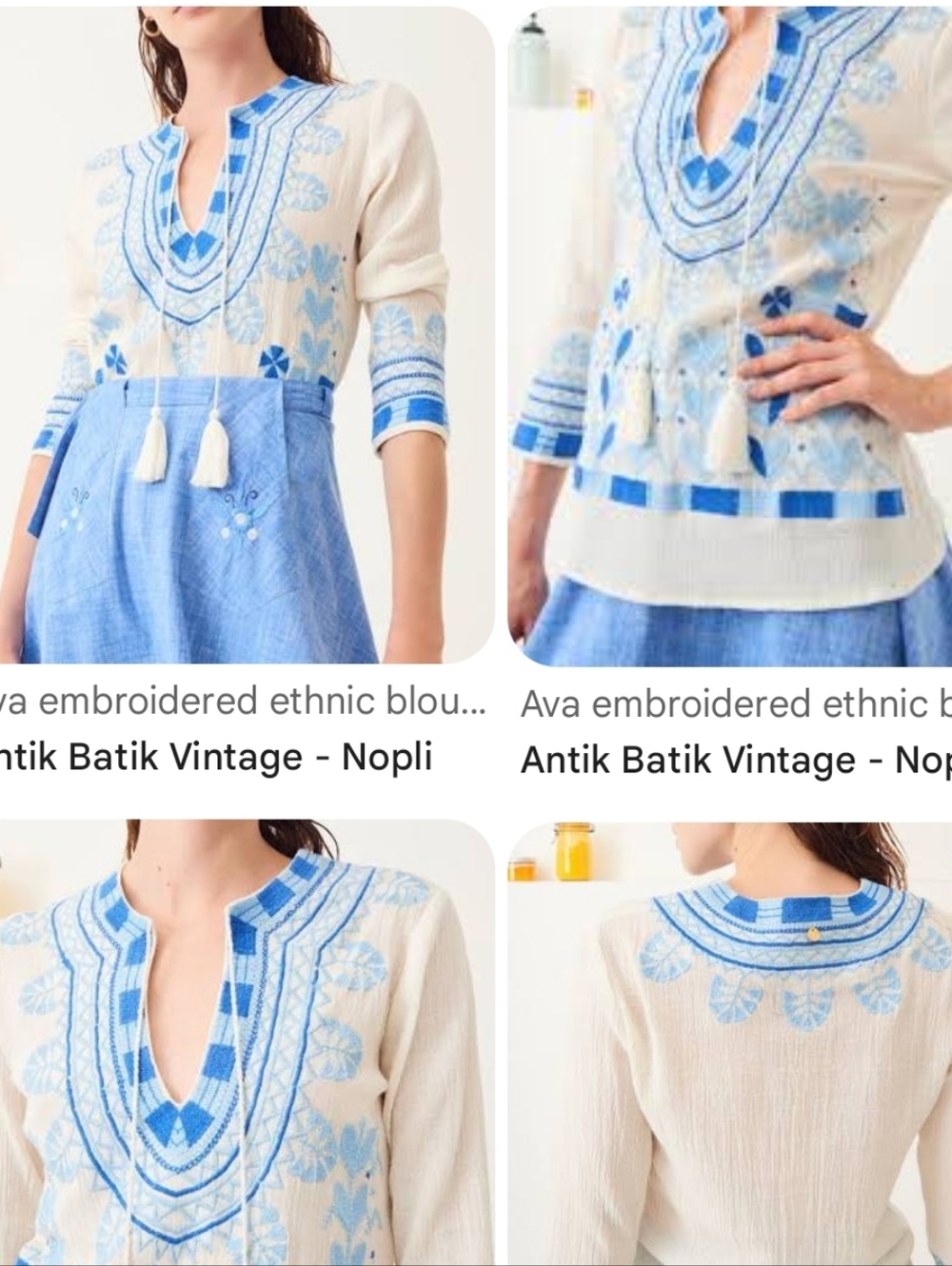 Antik Batik Tunic White & Blue Embroidery Ava Blouse - Picture 9 of 9